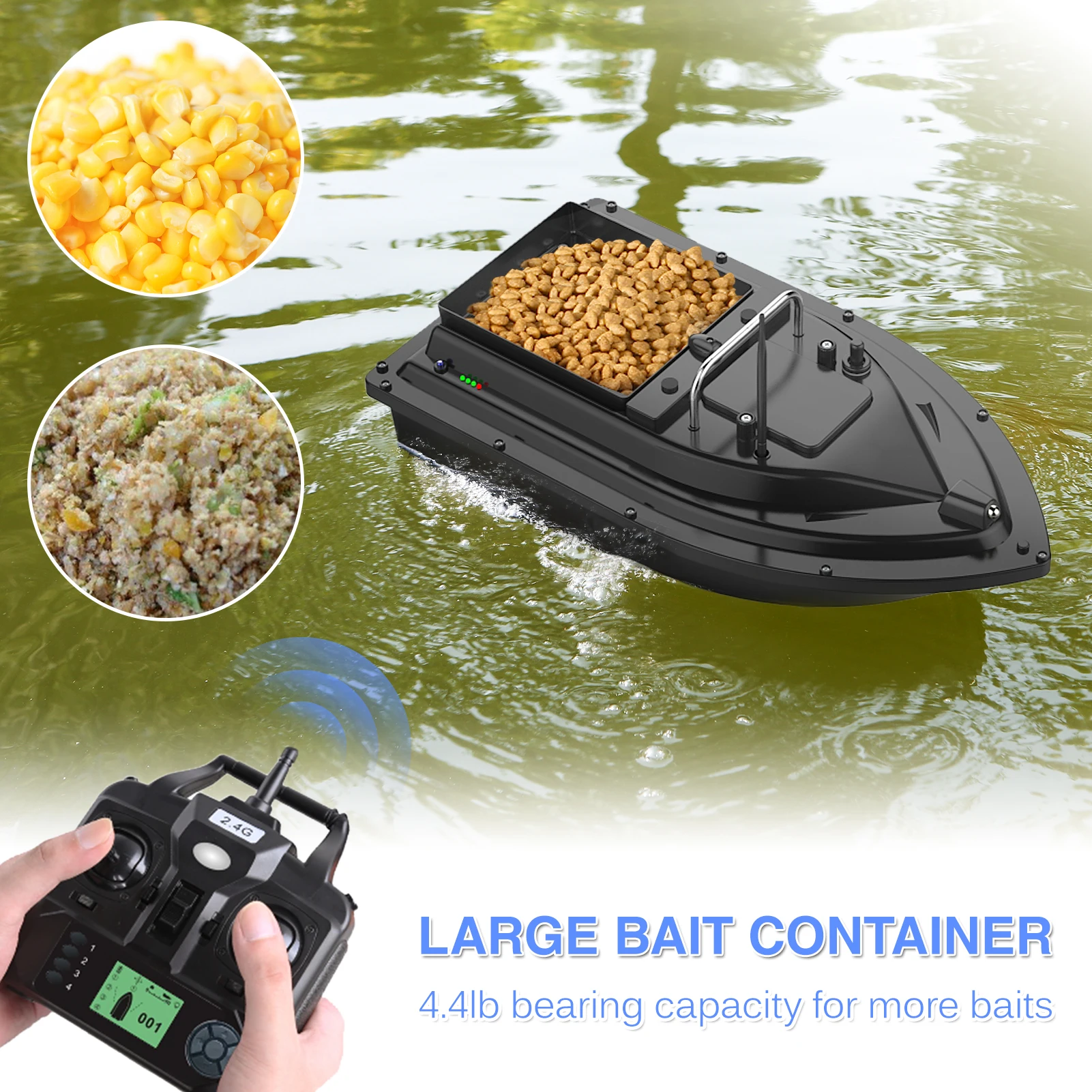 RC Fishing Bait Boat with Bag GPS Auto Return 2KG Load Bin 500M Distance Night Light 12000mah 6 Hours RC Ship Toy