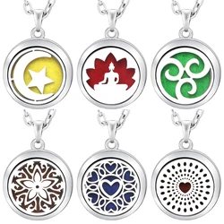 Fashion Aromatherapy Diffuser Star Moon Necklace Stainless Steel High Quality Heart-Shaped Essential Oil Lockets Pendant Jewelry