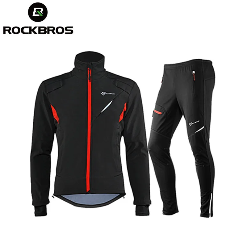 ROCKBROS zestaw rowerowy zimowy termiczny polar odzież sportowa wiatroszczelna kurtka spodnie strój sportowy na świeżym powietrzu mężczyzna kobieta zestaw odzieży rowerowej