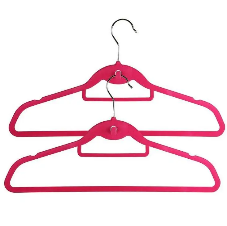 Multi-functional Row of Clothing Store Hangers with Hook Anti-slip Flocking Hangers Without Trace Black Hangers 44.50cm