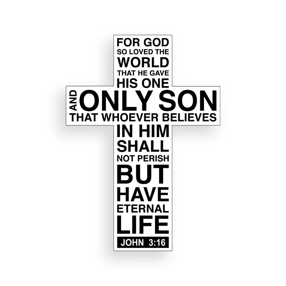 John 3:16 Sticker Bible Cross Christian Script Car Laptop Window Bumper Decal