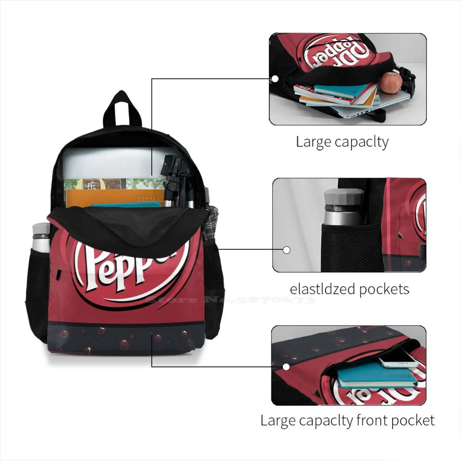 Dr. Pepper Hot Sale Schoolbag Backpack Fashion Bags Dr Pepper Ottersmile Vector Drink Red Steins Gate