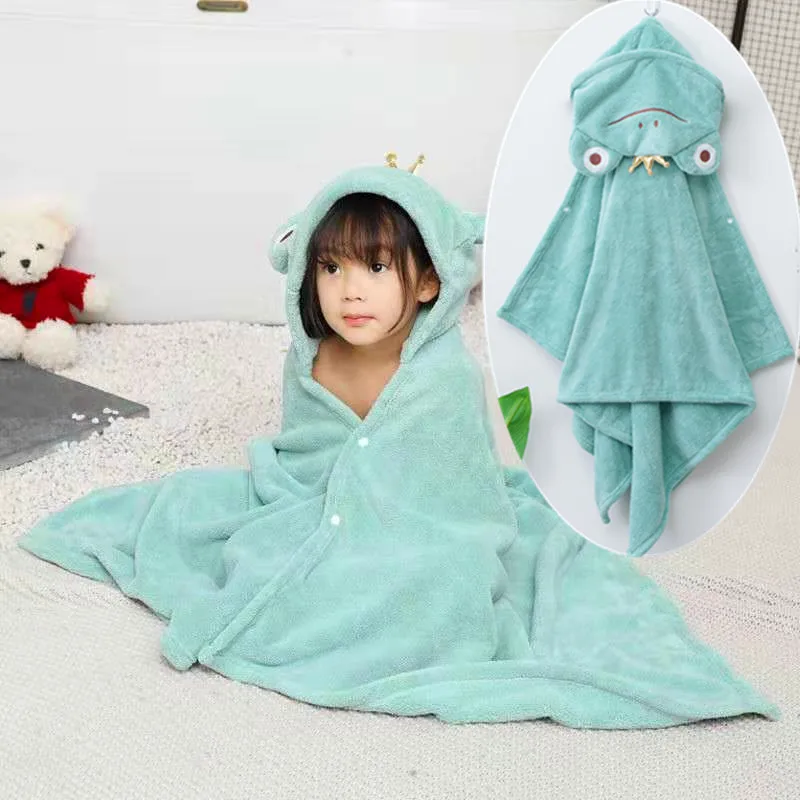 Baby Bath Towel Children's Cloak With Hood Bathing Bathrobe Cartoon Style Beach Towel Strong Absorbent Quick-drying Homewear