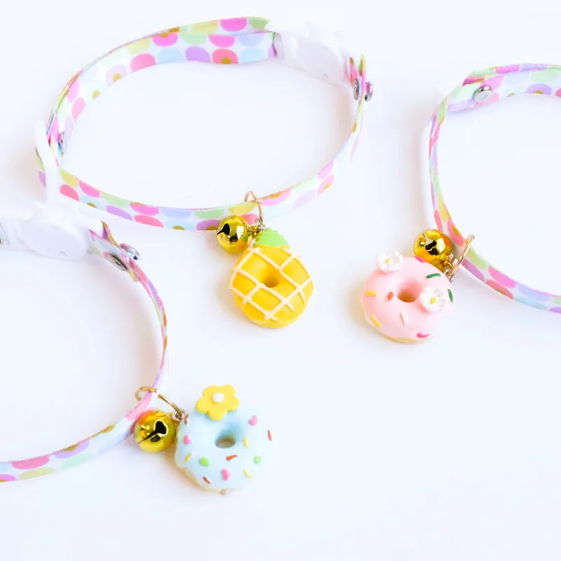 Cat Collar Cake Delicious Cute Baking Series  bell Adjustable Pet Dog Necklace Ice Cream Pizza Chocolate Cookie Pendant