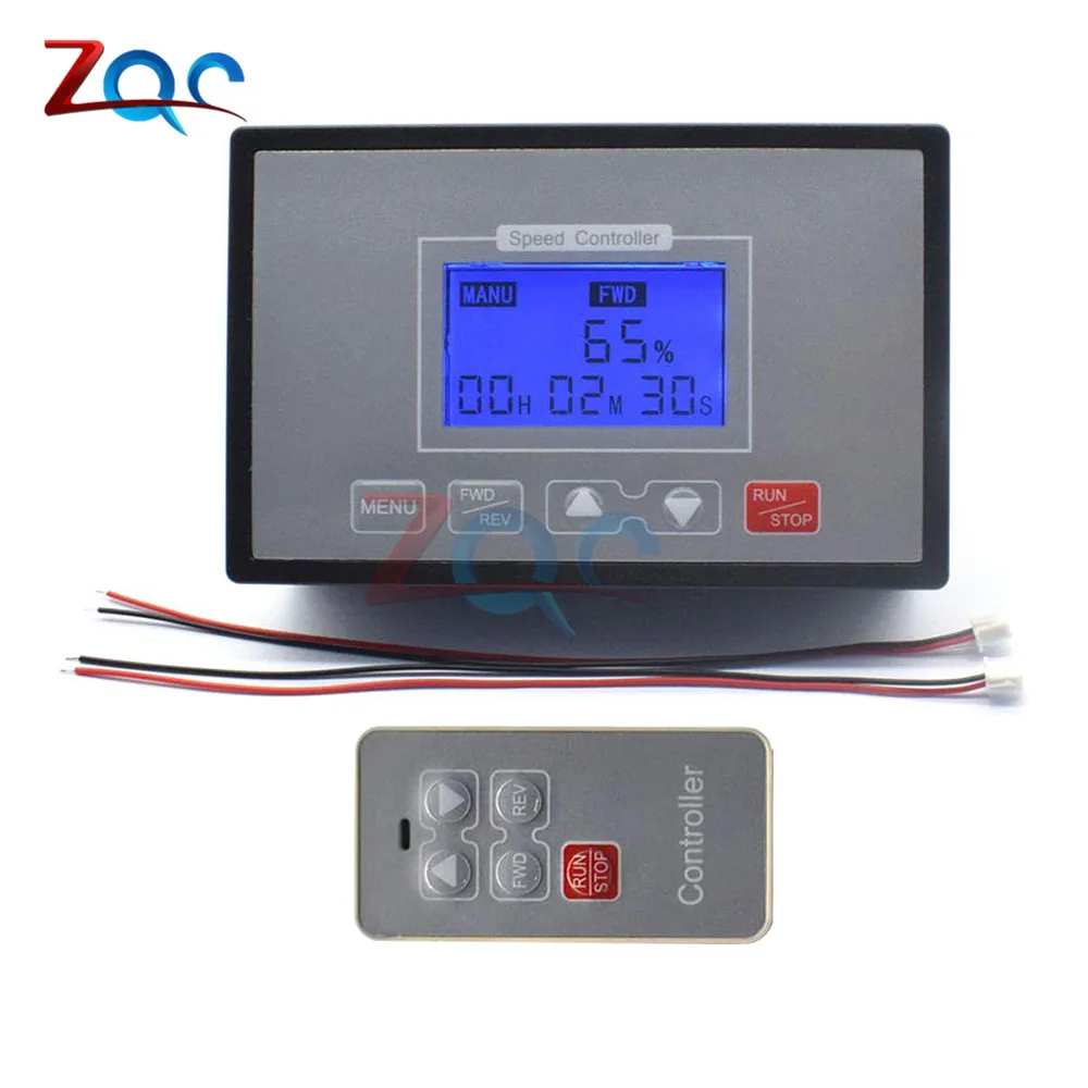 DC 10 -12V 24V 36V 48V 55V 60A PWM regulator prędkości silnika gubernator LCD cyfrowy wyświetlacz rozrządu odwracalne z pilotem