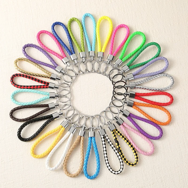 Handwork Weave Leather Keychain Cute Baubles Accessories For Bags Keychain Ring Multicolor Simple Car Keychain  YS-314