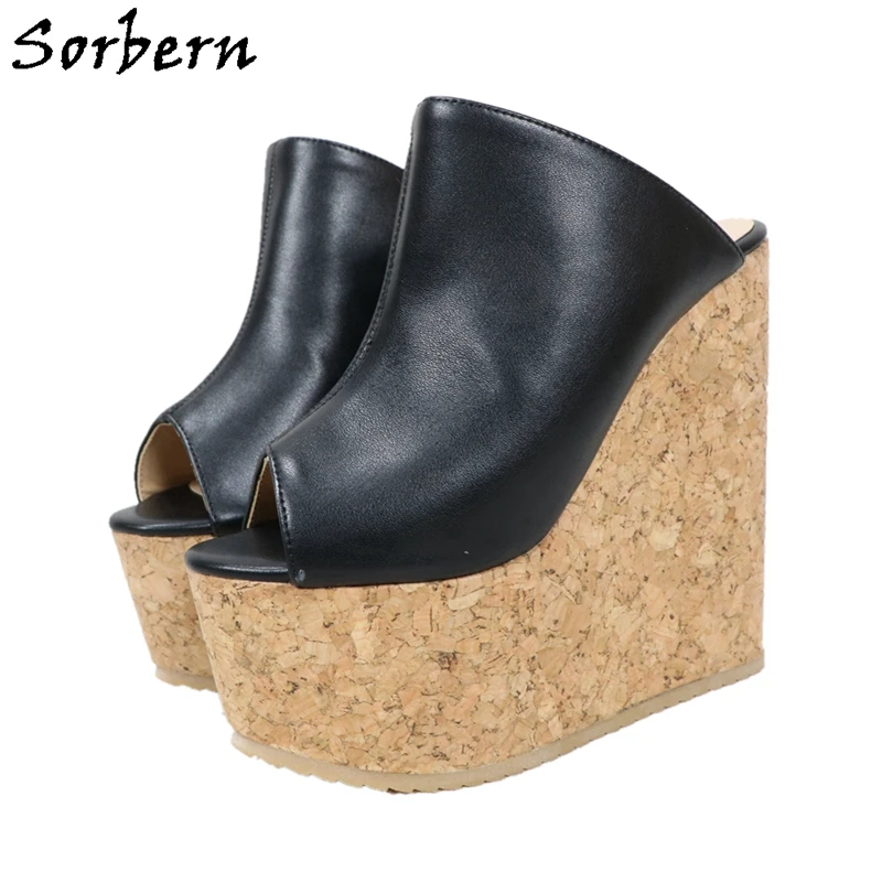 Sorbern 16Cm Wedge Heel Slipper Women Comfortable Light Small Size 36 Girl Slides Thick Platform Summer Shoes Diy Colors