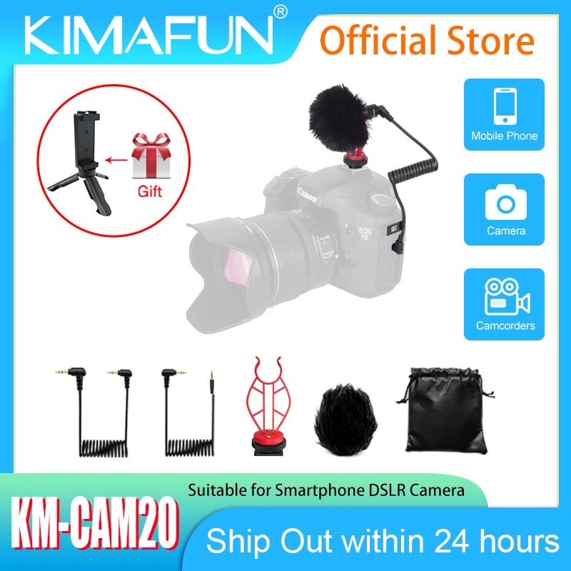 KIMAFUN DSLR Camera Mini Microphone,External Video Recording Mic Shotgun for iPhone,Smartphone,Vlogging,Canon/Nikon/Sony Camera