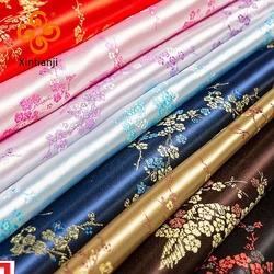 Vintage Cherry Blossom Fabric Chinese Style Brocade Satin Jacquard Fabric For Sewing Kimono Cheongsam And Bag Hot Sale TJ0243