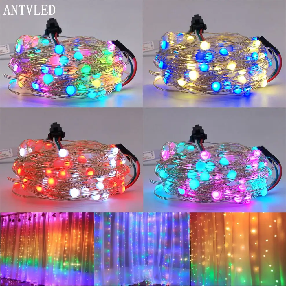 DC5V USB SK6812 LED String Christmas Lights For Bedroom WS2812B RGB Led Light Bluetooth Music Full Color Addressable Individuall