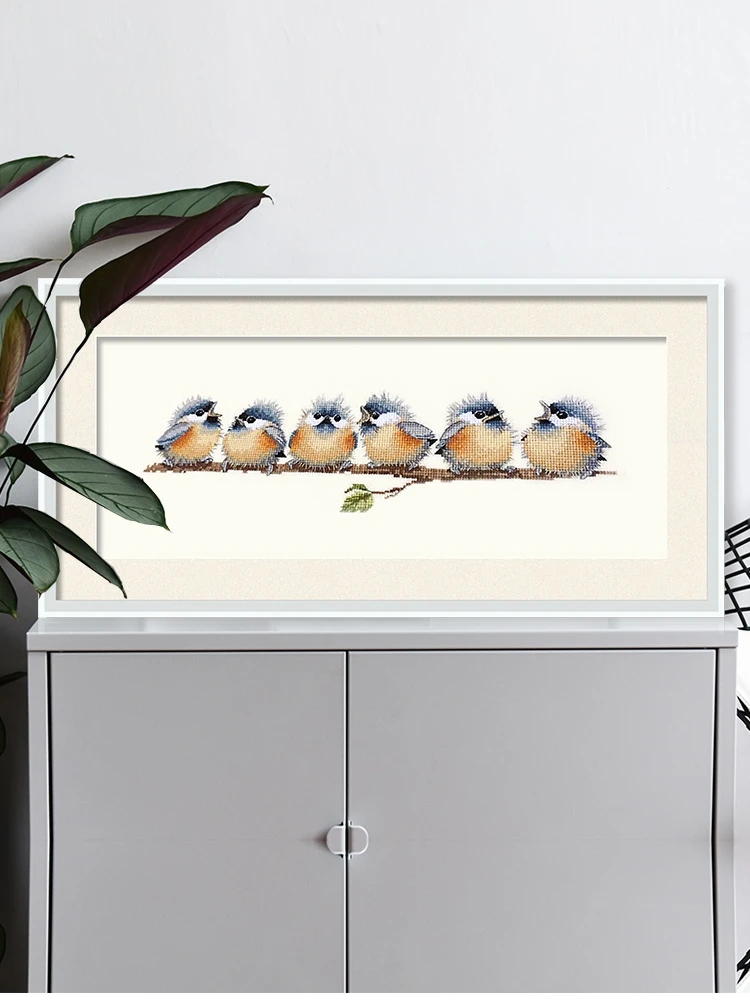 Needlework cross stitch embroidery kit,a line of colorful birds family cross-stitch handwork painting gift