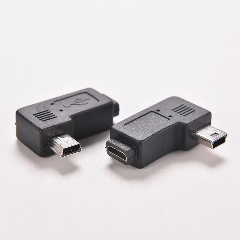 Mini USB Type A Male To Micro USB B Female 90 Degree Left Angle Adapter