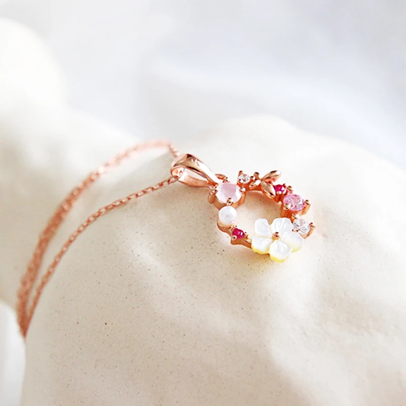 Cute Zircon Crystal Leaf Shell Flower Ring for Women Ladies Rose Gold color Romantic Shell Jewelry open Rings Size adjustable