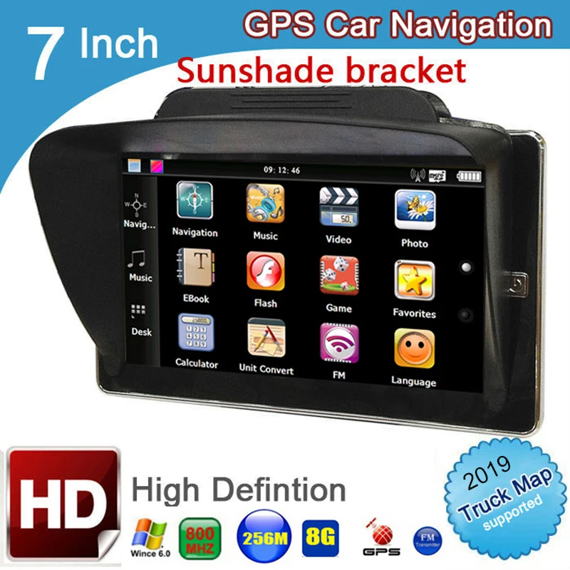 

7 inch bluetooth truck GPS Navigation mtk CE 6.0 256M 8GB avin gps navitel/Europe/South America maps Lifetime free updates