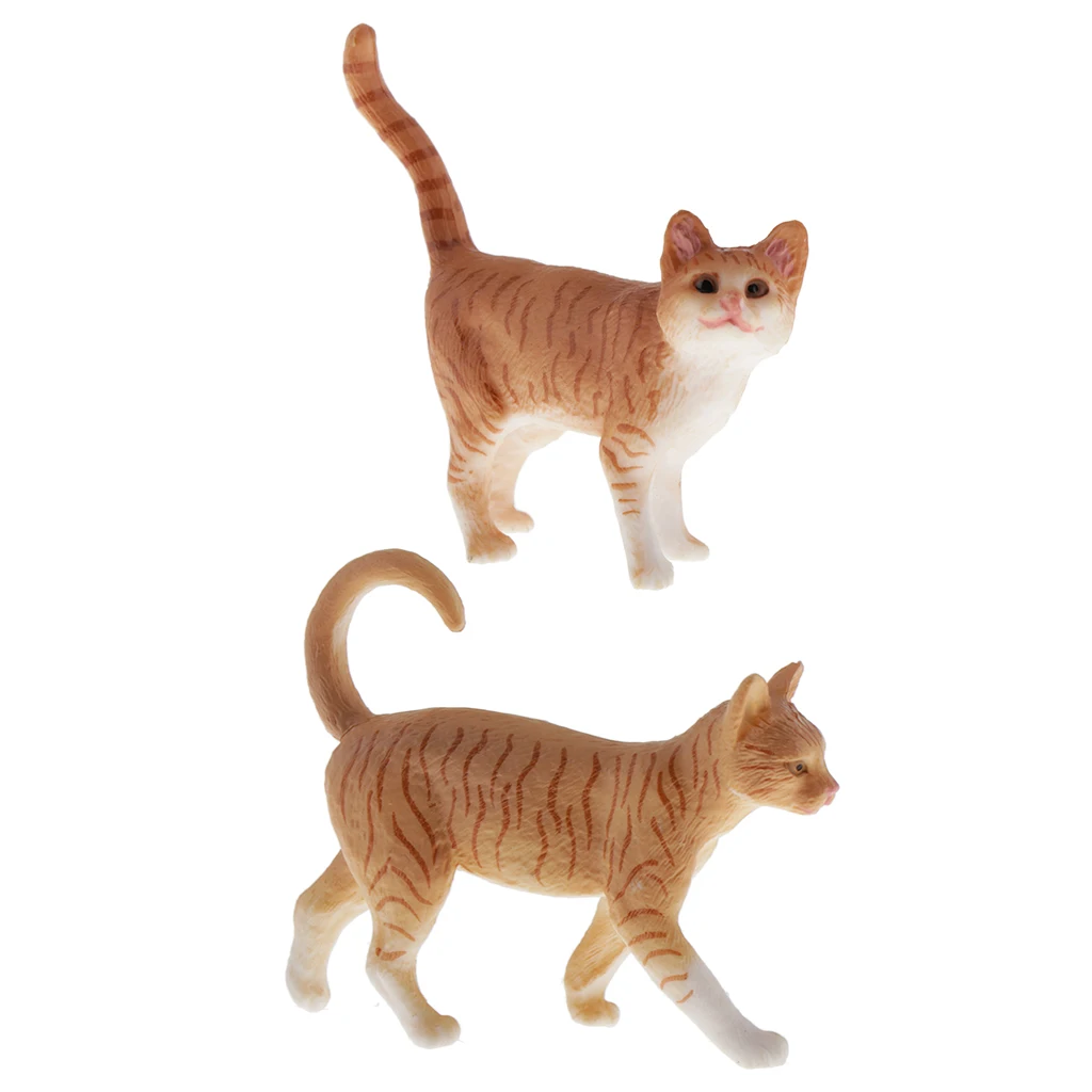 2pcs/set Cute Cat Figure Toys Realistic Cat Models Figurines Realistic Animal Model Cat Figurines Collectibles Toys Decor Toy