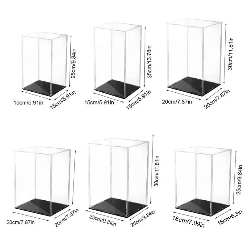 

Clear Acrylic Display Case Black Base Dustproof Protection Model Toy Show Box