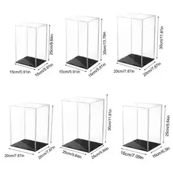 Clear Acrylic Display Case Black Base Dustproof Protection Model Toy Show Box