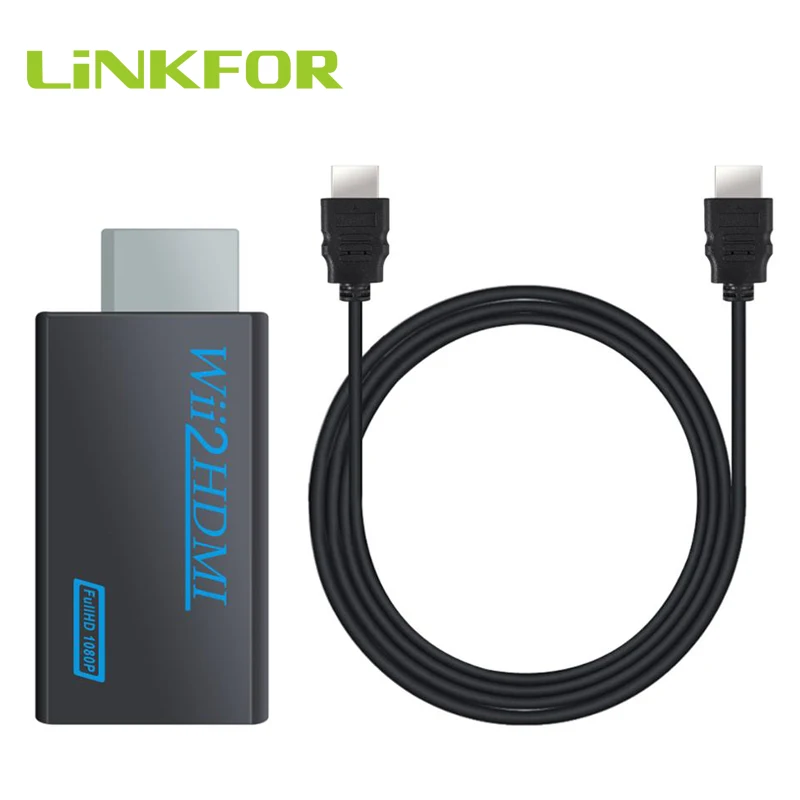 LiNKFOR-Adaptador convertidor compatible con HDMI para Wii a HDMI, dispositivo con escalas de Audio de 3,5mm, señal de Wii a HDTV de 720p y 1080p para Nintendo Wii