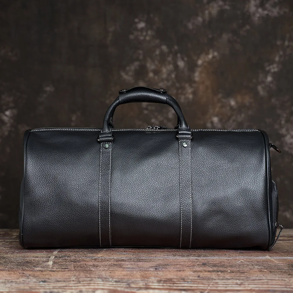 Männer Reisetasche Aus Echtem Leder Casual Hand Gepäck Tasche Hohe Kapazität Duffle Schulter Schuh Tasche Für 17 Zoll Laptop NUPUGOO – Detail 24