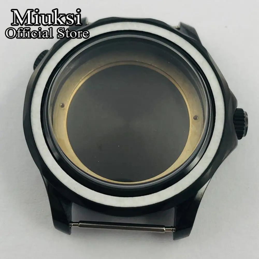 Miuksi 41mm black PVD watch case sapphire glass fit NH35 NH36 NH34 ETA2824 2836 Miyota8215 821A Mingzhu DG2813 3804 movement