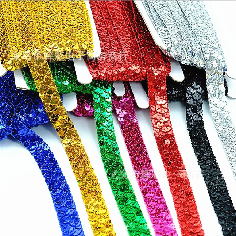 Sequined Lace Ribbons Gold Braided Band 13 Yards Diy Embroidered Trims Crochet Cosplay Costumes Appliqued Sewing Apparel 2CM