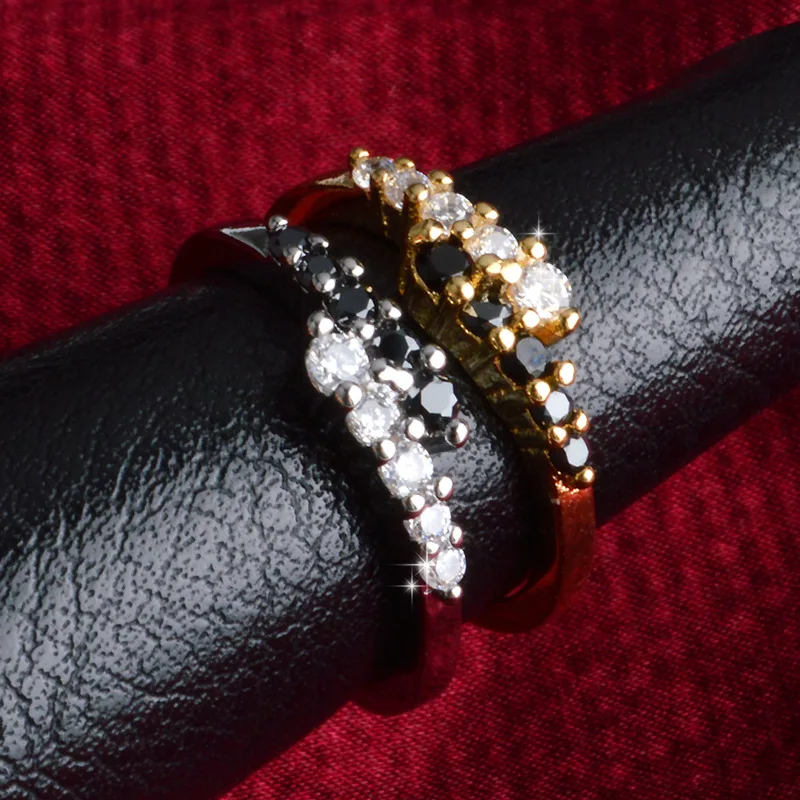 Fashion Women Ring 925 Silver Jewelry with Obsidian Zircon Gemstones Finger Rings for Girl Wedding Engagement Party Accessories