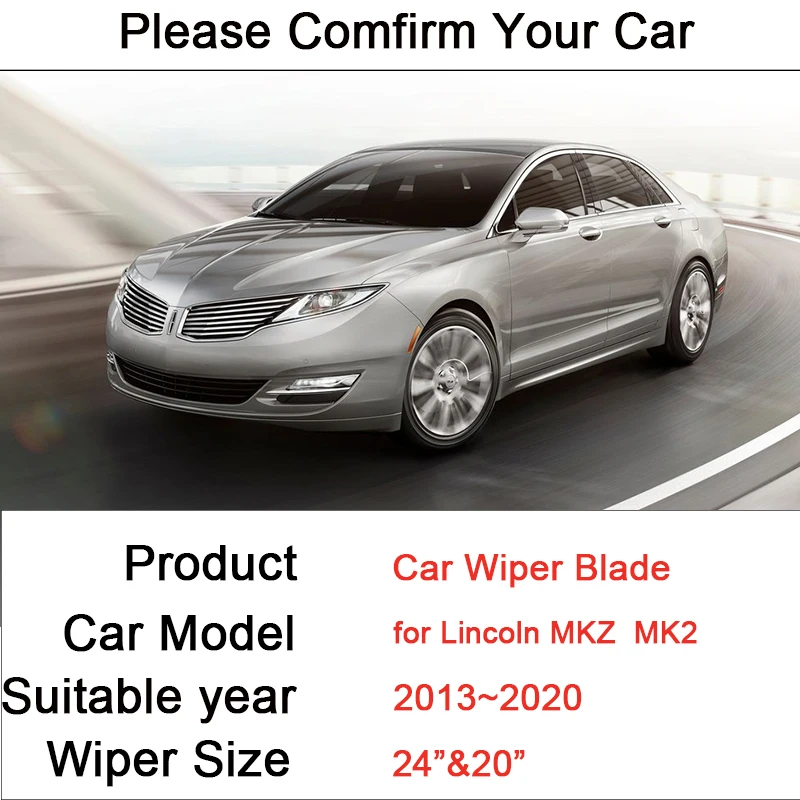 for Lincoln MKZ MK2 2013 2014 2015 2016 2017 ~ 2020 Rubber Wiper Snow Scraping Front Windshield Brushes Car Accessories Stickers