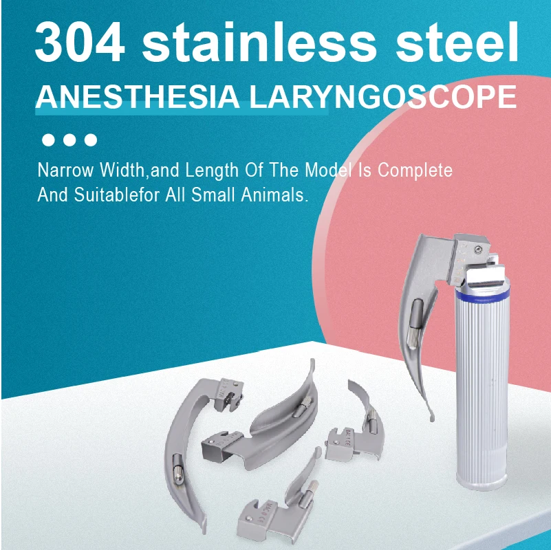 Medical Veterinary Flexible Fiber Optical Reusable Light Metal  bend Laryngoscope or straight Laryngoscope Canack