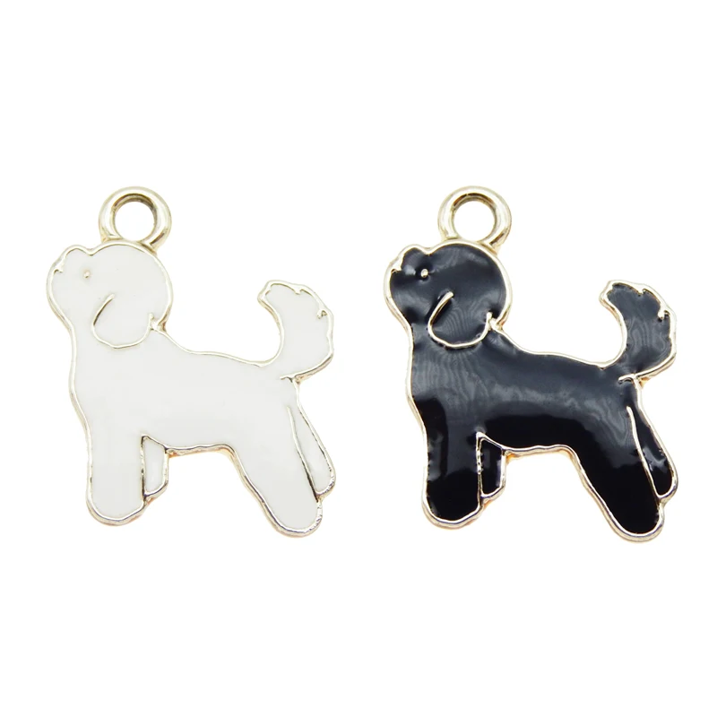 

Julie Wang 8PCS Enamel Puppy Dog Charms Zinc Alloy White Black Pet Animal Pendant Bracelet Jewelry Making Accessory