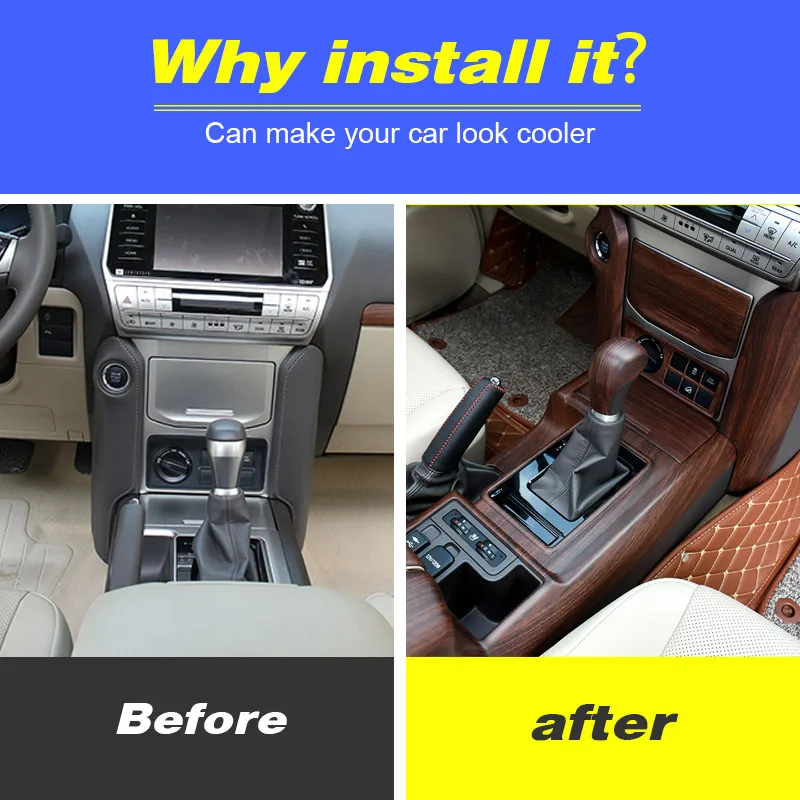 Vtear For Toyota LAND CRUISER Prado 150 Central control cover Car Gears frame trim interior Handbrake decoration styling parts