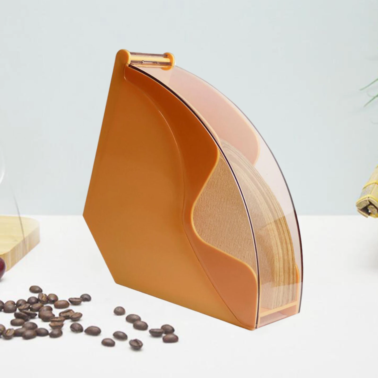 Hand Drip Coffee Filter Paper Holder Storage Rack with Acrylic Cover Dispenser Storage Barista Tools