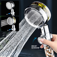 Shower Head Watersaving Rainfall Filter with Fan Propeller 360 Degree Rotating Showerhead SPA  Anion Bathroom Accessories