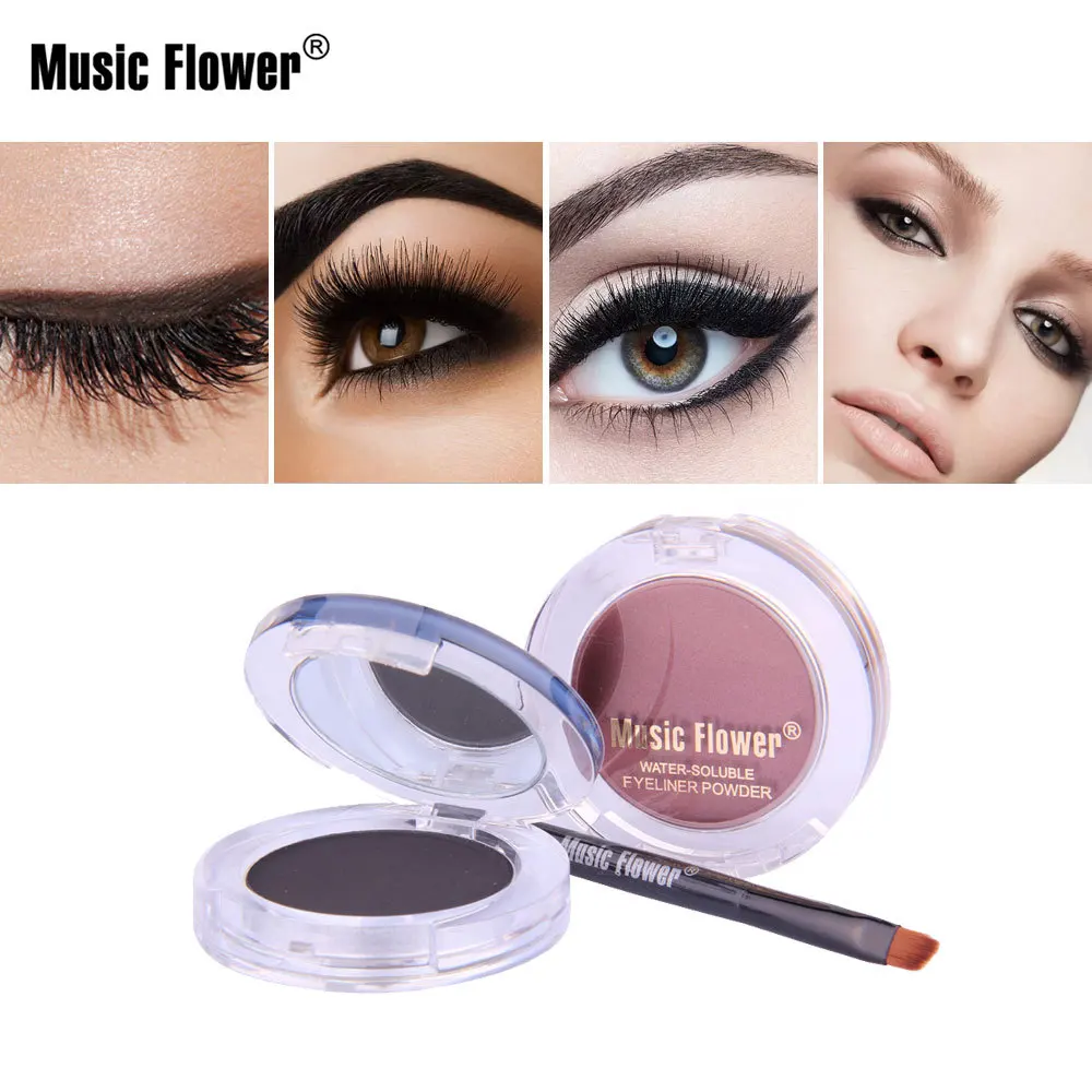 Music Flower Waterproof Double Colored Water-soluble Eye Liner Powder, Natural Makeup and Lasting Makeup.