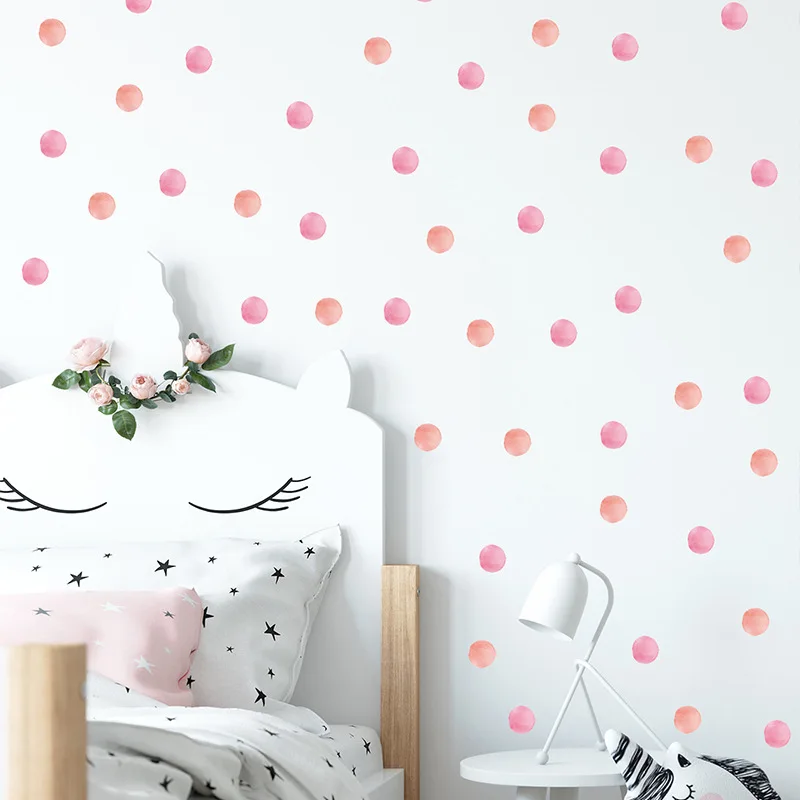 12Pcs/Set Pink Dots Wall Stickers Bedroom Kids Room Decoration Mural Home Decor Art Decals Removable Nursery Stickers Wallpaper