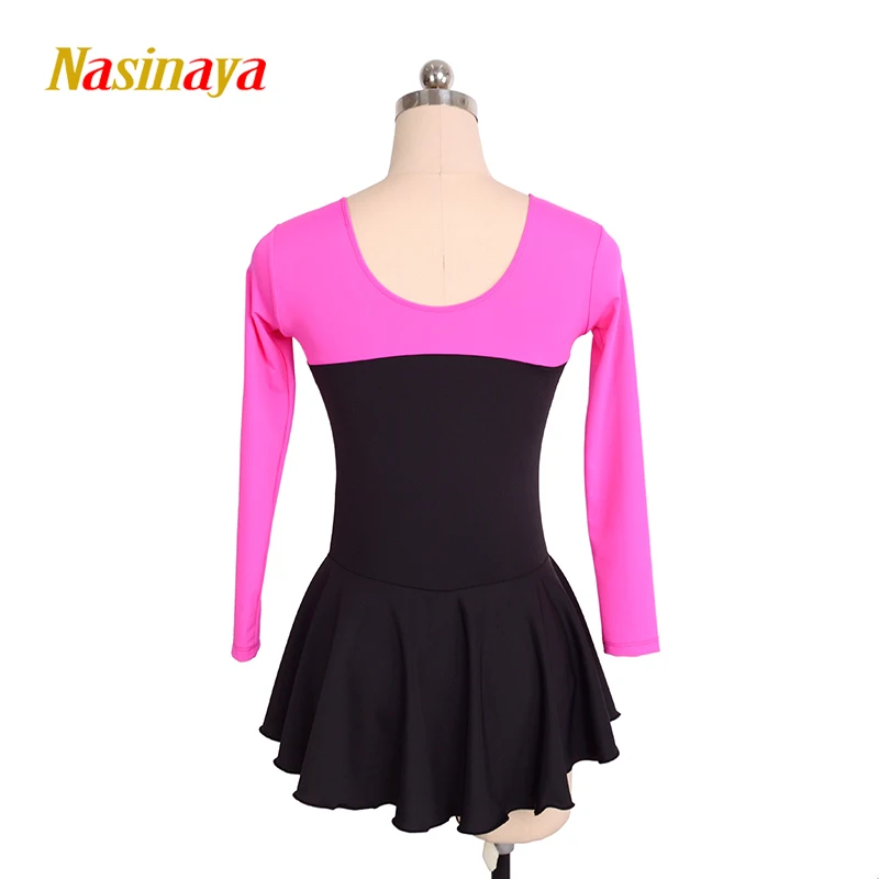 Figure Skating Competition Training Dress Girls' Children's Panel Black Rose Red Polyamide 20 Color Long Sleeve