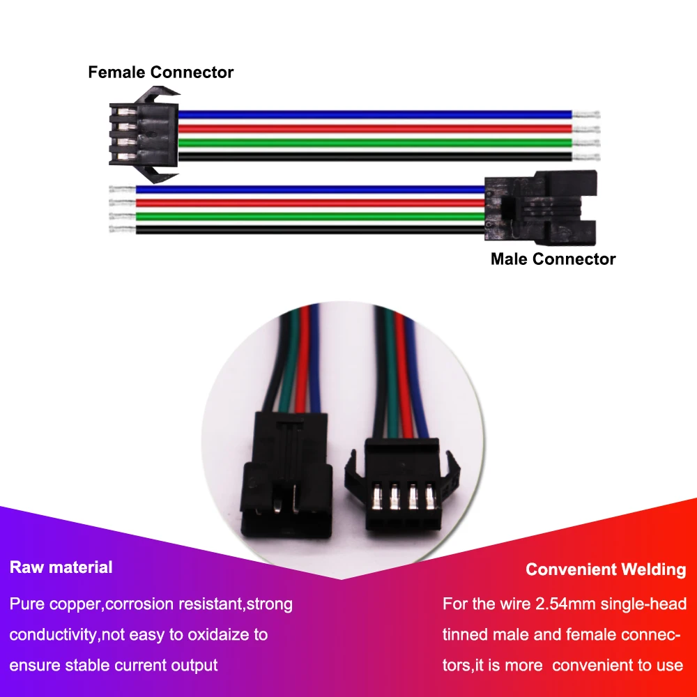 2pin 3pin 4pin 5pin 6pin JST LED Connectors Male And Female Connector Wire cable For Led Strip Light Lamp Driver CCTV