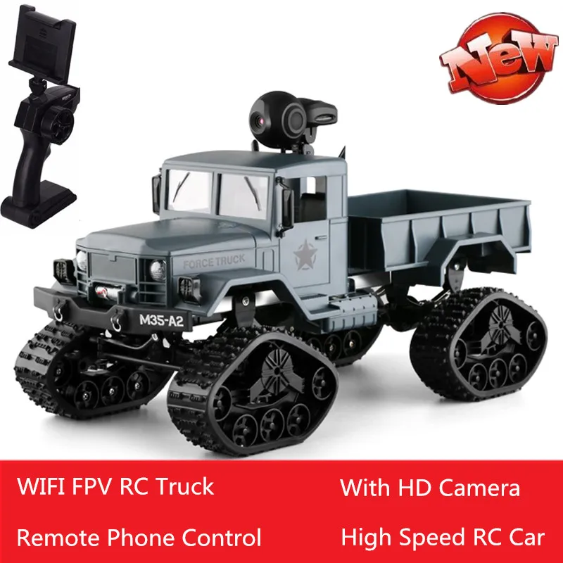 WiFi FPV RC Car 2.4G 1:16 Truck  Remote Control Army Military Off-Road Climbing Phone Control Toy 4 Wheel Drive Vehicle Toy gift