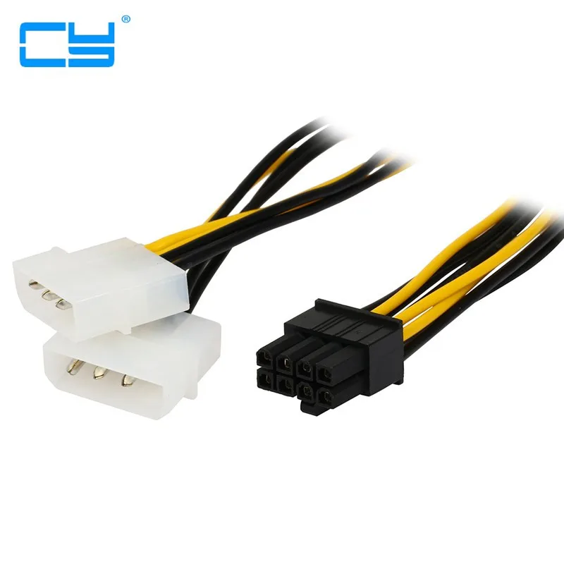 

5 шт. 6 дюймов 2 x Molex 4-контактный до 8-контактный PCI Express Видеокарта Pci-e ATX PSU кабель преобразователя питания-адаптер Molex на Pcie 8-контактный
