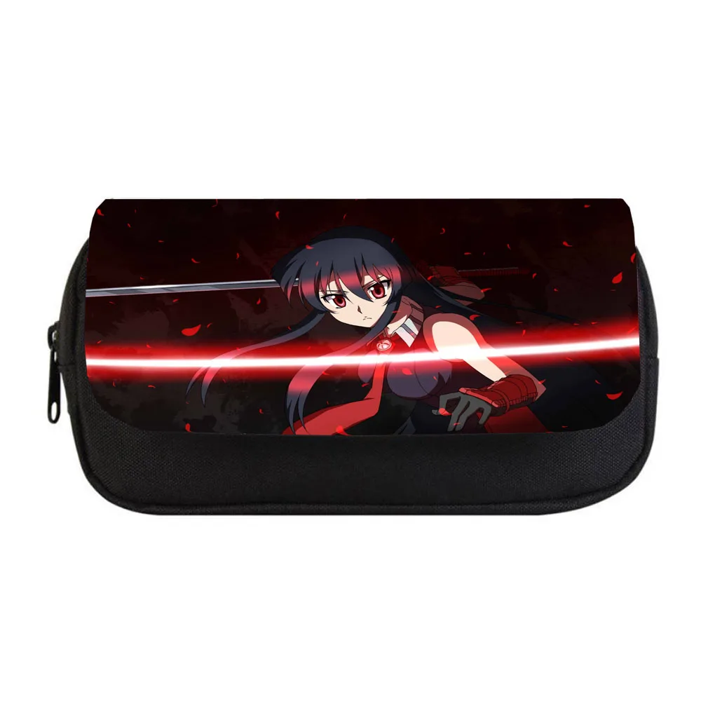 

Anime Akame ga KILL! Pencil bag Women Makeup Bag Child boys girls Pencil Case Student Double Zipper pencil Bag Handbag Purse