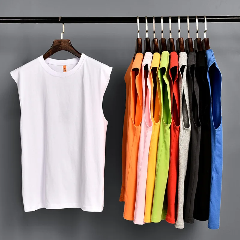 MRMT 2024 Brand New Men's Solid Color Vest Casual Sports Men Cotton Round Neck Sleeveless T Shirt Vest Man Tank Tops Tees