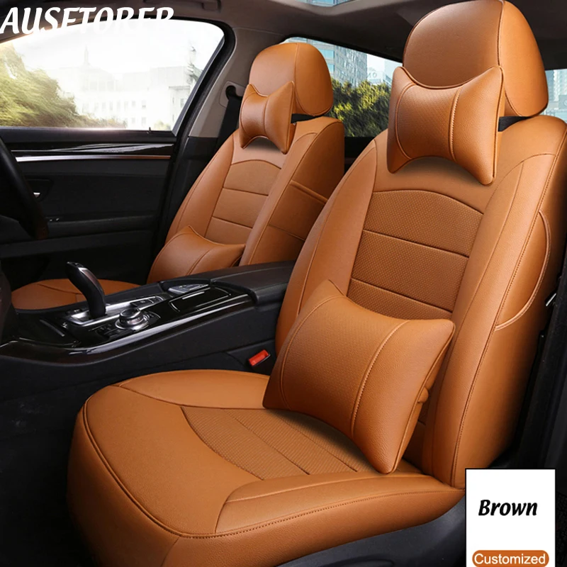 

AUSFTORER Cowhide & PVC Leather Seat Cushion for Renault Koleos Accessories Auto Seat Cover for Car Supports Styling 15PCS/Set