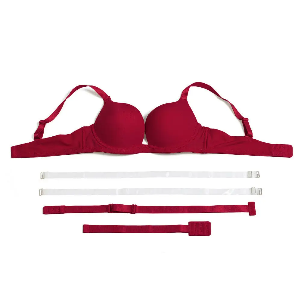 Vgplay Sexy Bra New Red Push Up Lingerie Convertible Straps Solid Plunge Underwear Transparent Straps Brassiere