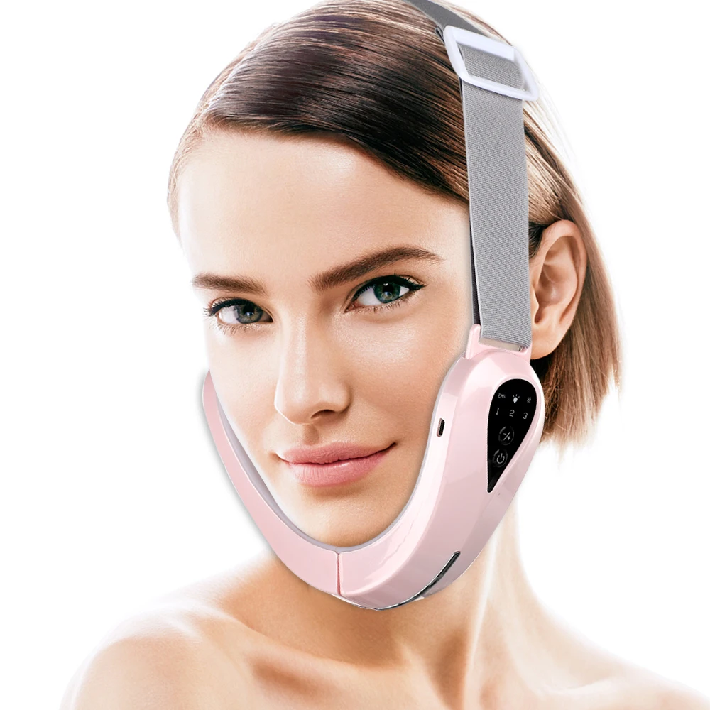 Facial Massager V-Line Lift Up Belt Chin Lift Belt Machine Red Blue Light LED Face Slimming Vibration Massager Face Lifting