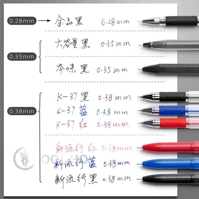 M & G 12pcs 0.28mm/0.35mm/0.38mm 울트라 파인 금융 젤 펜 블랙/블루/레드 잉크 리필 젤 펜 학교 사무용품 펜