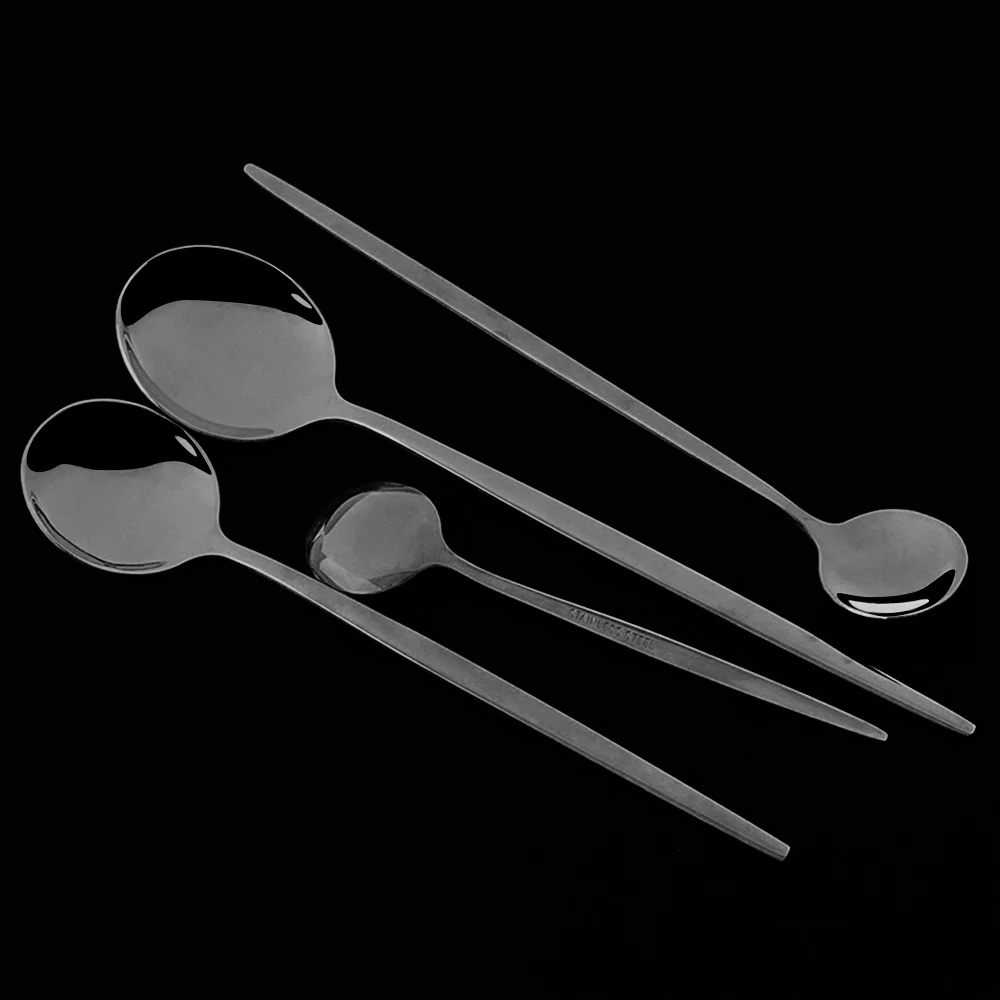 Hot Sale Black Luxury Dinnerware Cutlery Set 18/10 Stainless Steel Flatware Home Dessert Fork Spoon Knife Kitchen Dinner Set