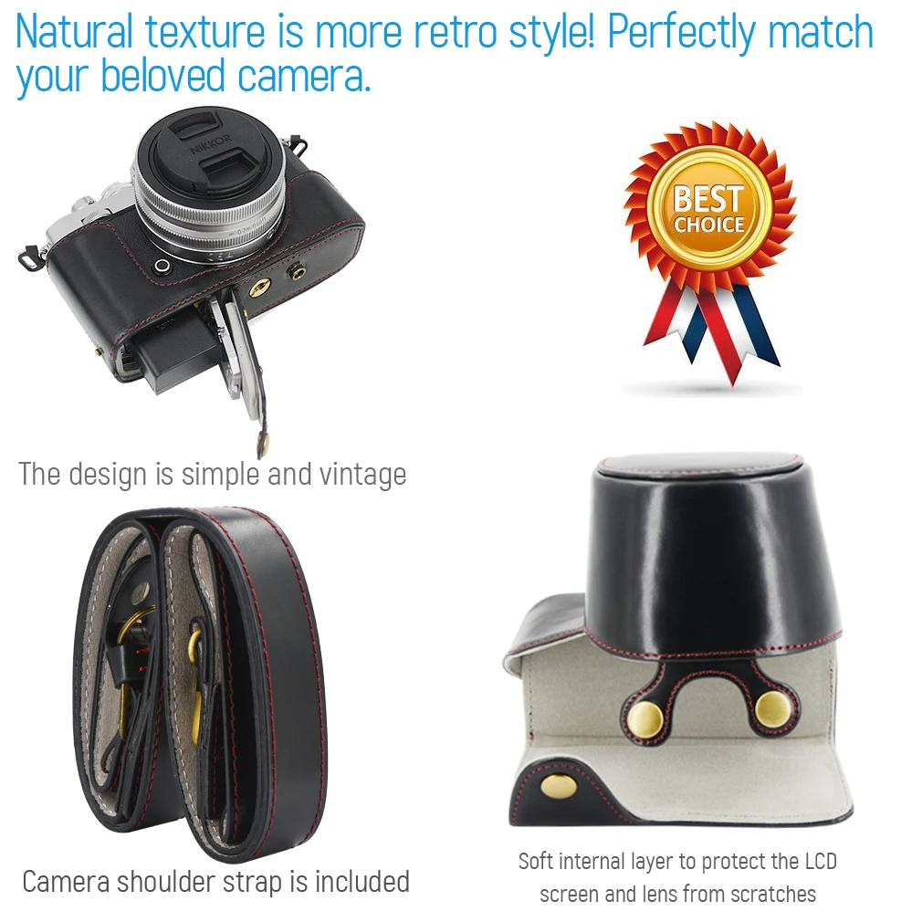 بو الجلود كاميرا رقمية غطاء حقيبة مع حزام لنيكون Zfc/ZFC