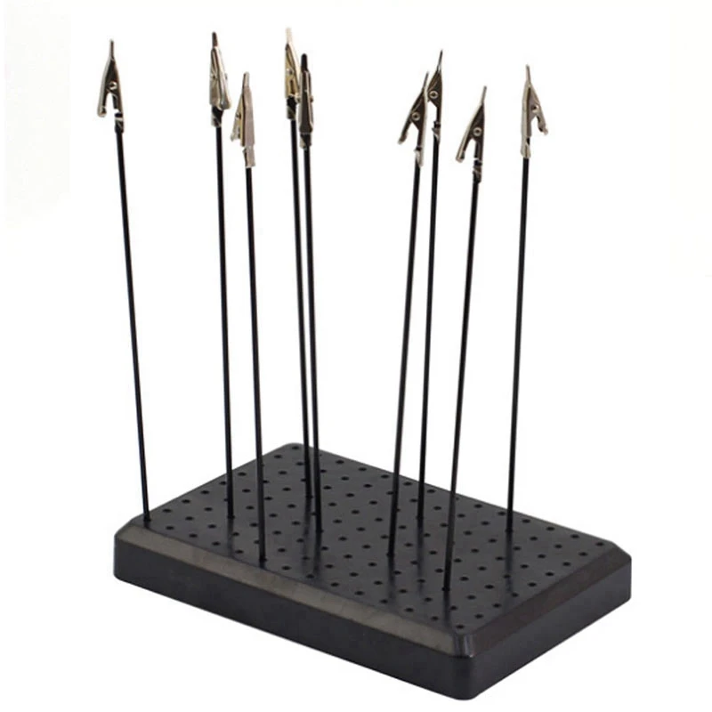 WSFS Hot 9 x 14 Holes Painting Stand Base with 10Pcs Metal Alligator Clip Stick Modeling Tool Set Toys Hobbies Accessories