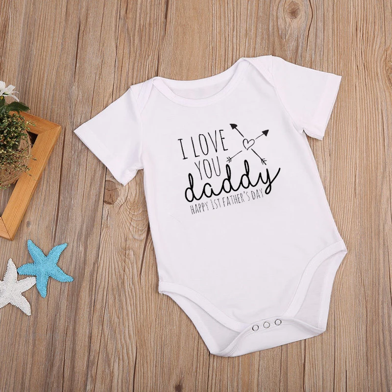 

Fathers Day Gift Baby Bodysuit Jumpsuit I Love You Daddy Newborn Infant Baby Boy Girl Cotton Outfits Summer Casual Kids Sunsuit