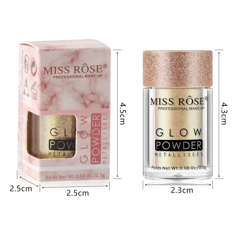 MISS ROSE 1pcs New Shimmer Eye Shadow Powder Makeup Pigment Waterproof Glitter Eyeshadow 3D Metallic Eyes Powder Cosmetics TSLM1