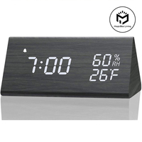 Wooden Alarm Clock Clock LED Time Display USB Charger Humidity and Temperature Detection Digital Alarm Clock For Bedside Table